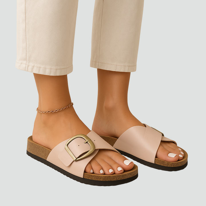 Wygodne Stylowe Klapki Damskie z dużą klamrą