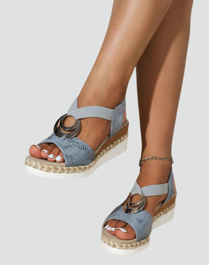 Comfortable platform espadrille sandals with decoration for summer