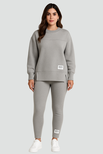 REVISION - Zestaw damski z oversize bluzą i dopasowanymi spodniami z rozcięciem