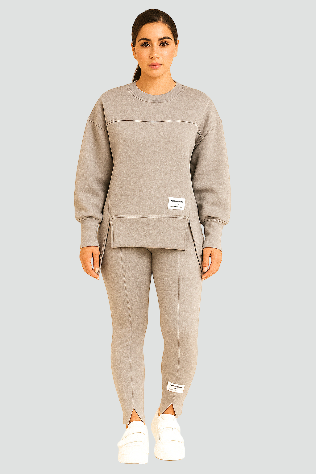 REVISION - Zestaw damski z oversize bluzą i dopasowanymi spodniami z rozcięciem