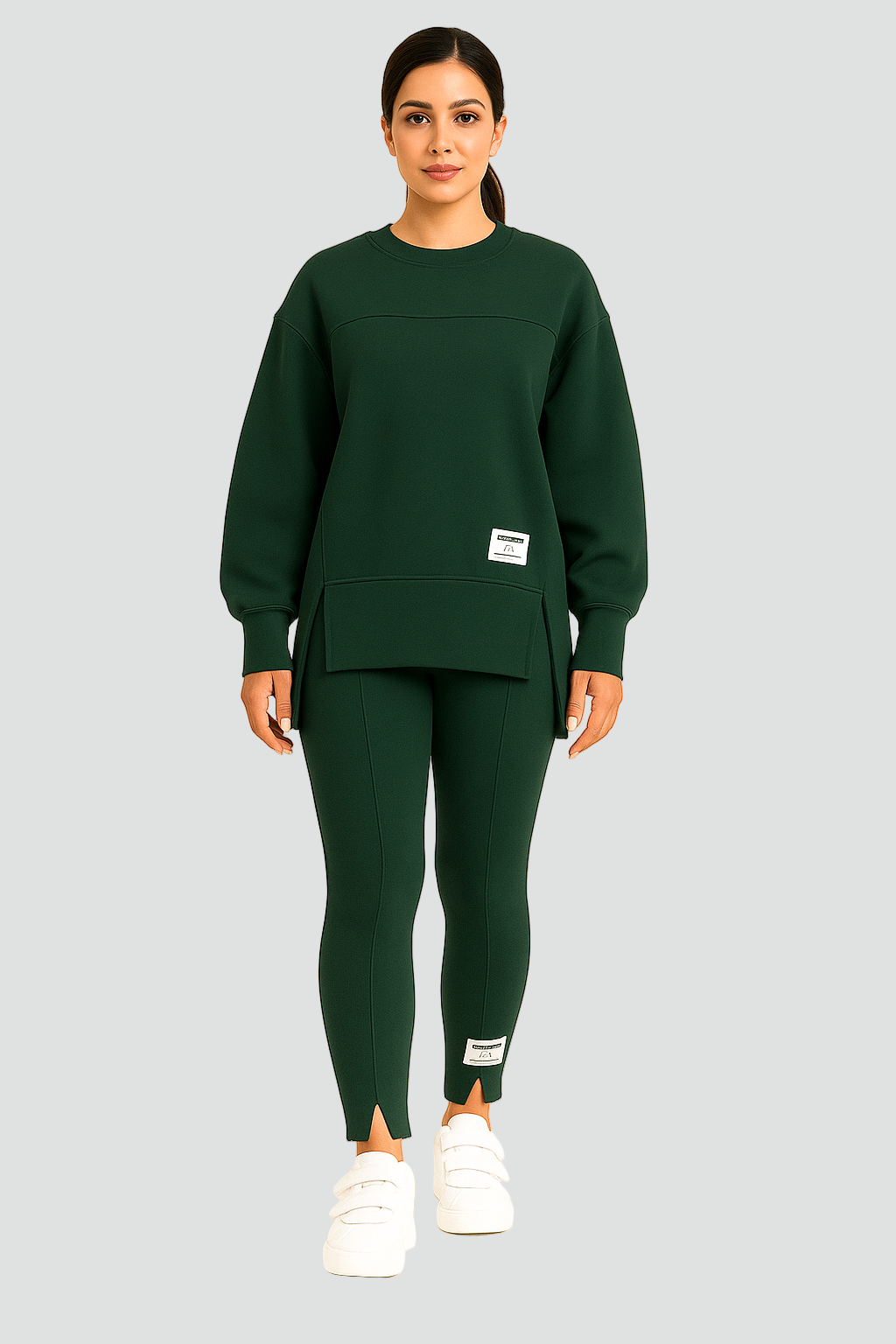 REVISION - Zestaw damski z oversize bluzą i dopasowanymi spodniami z rozcięciem