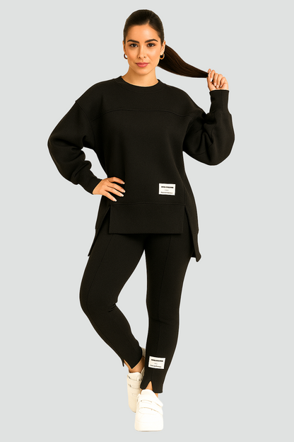 REVISION - Zestaw damski z oversize bluzą i dopasowanymi spodniami z rozcięciem