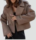 Short double-breasted women's wool coat