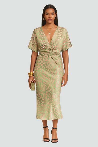 Zmysłowa zwiewna sukienka damska z kopertowym dekoltem