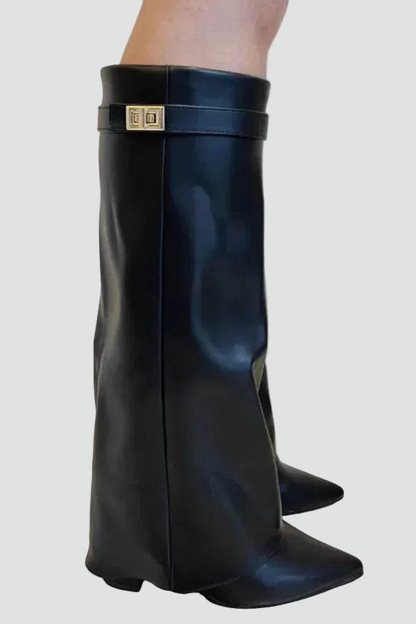 Eleganckie kozaki damskie do kolana na obcasie