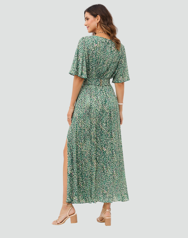 Luchtige maxi-jurk met bloemenprint en overslaghalslijn