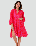 Flowy midi party dress with print and loose sleeve