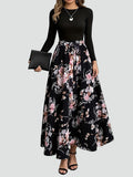 Romantic maxi party dress with belt and long sleeves