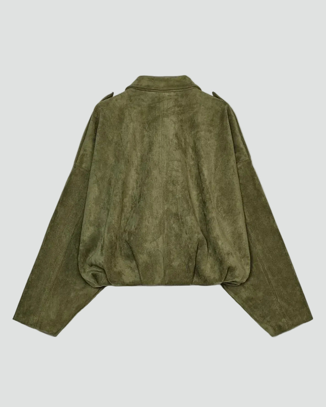 Women's oversized suede bomber jacket transitional short coat