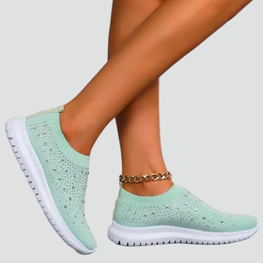 Damskie wsuwane sneakersy ortopedyczne z brokatem i amortyzacją