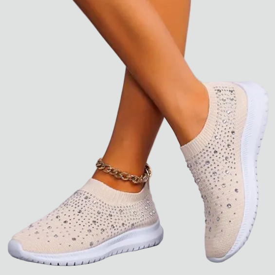 Damskie wsuwane sneakersy ortopedyczne z brokatem i amortyzacją