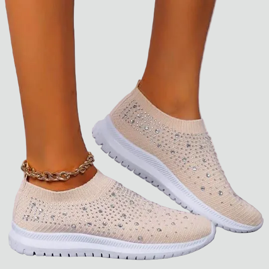 Damskie wsuwane sneakersy ortopedyczne z brokatem i amortyzacją