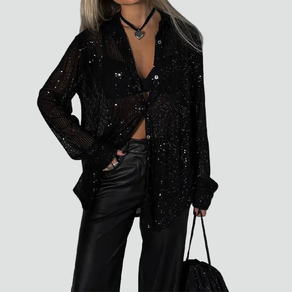 Sequin loose-fit party blouse for women