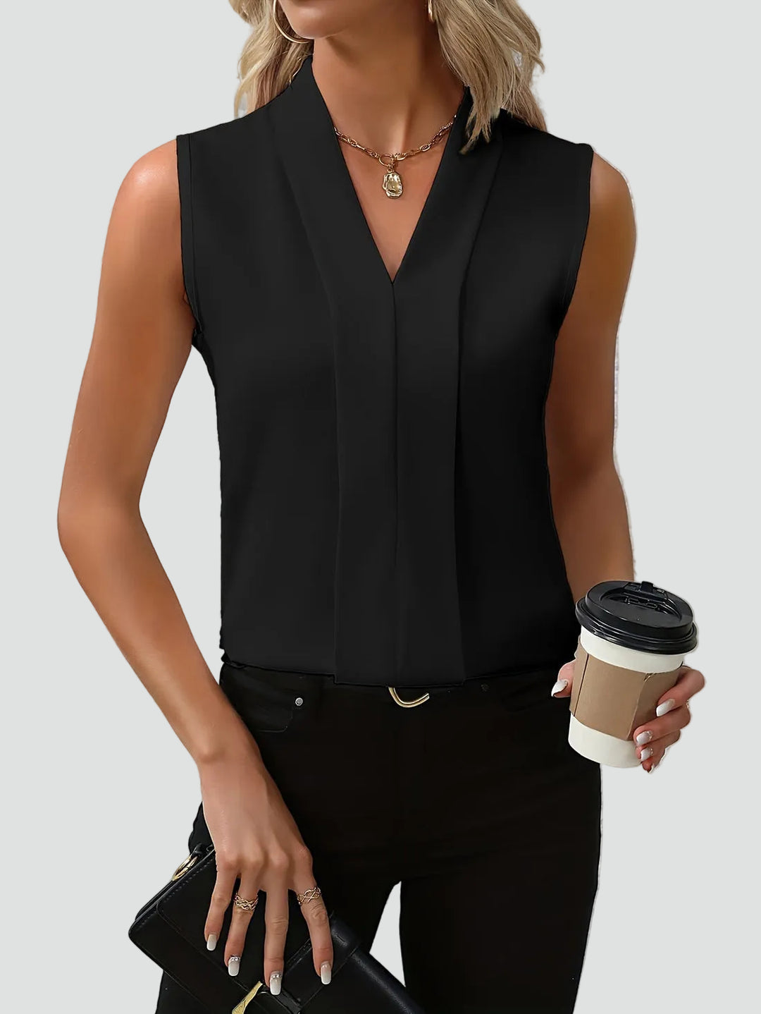 Elegant sleeveless women's top with V-neck