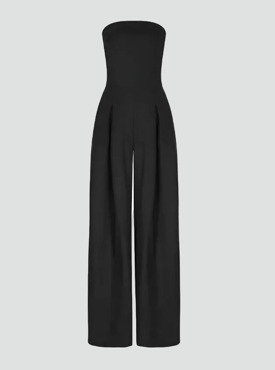 Elegant strapless jumpsuit with wide legs for women