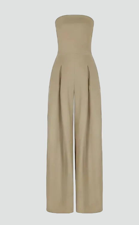 Elegant strapless jumpsuit with wide legs for women