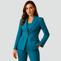 Elegant women's business suit with blazer and trousers