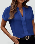Blouse pour femme à col en V et manches courtes