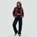 Blouson bomber pour femme à col montant, idéal pour un look tendance