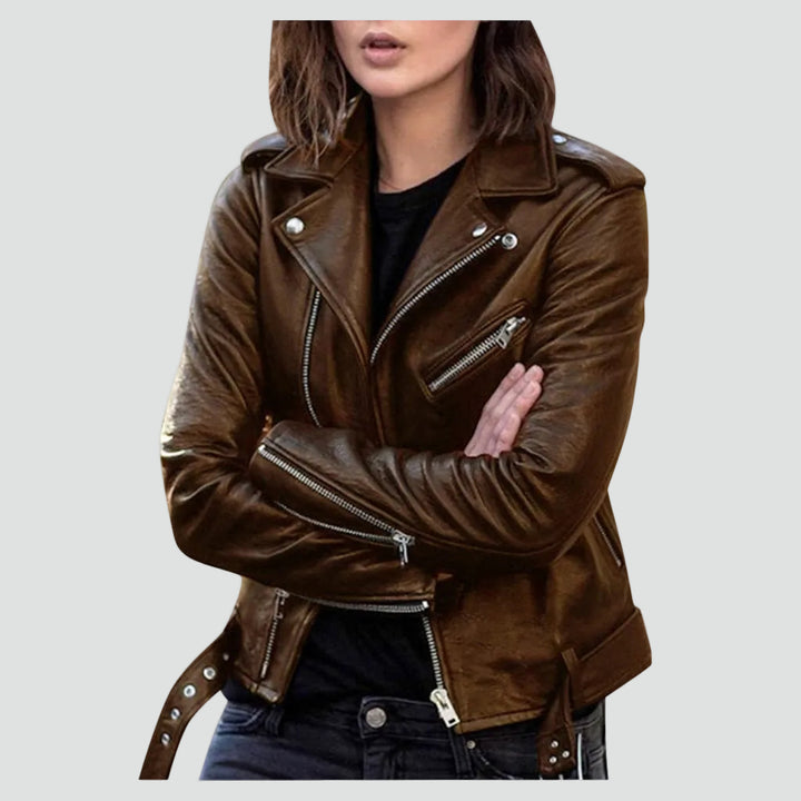 Kurtka ramoneska damska leather look z zamkiem