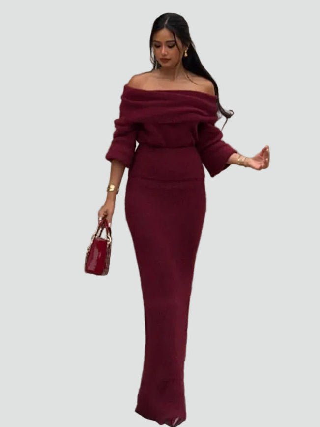 Sukienka maxi gala damska hiszpanka z długim rękawem dopasowana