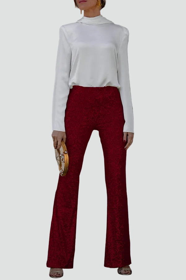 Spodnie dzwony damskie z cekinami eleganckie na imprezę