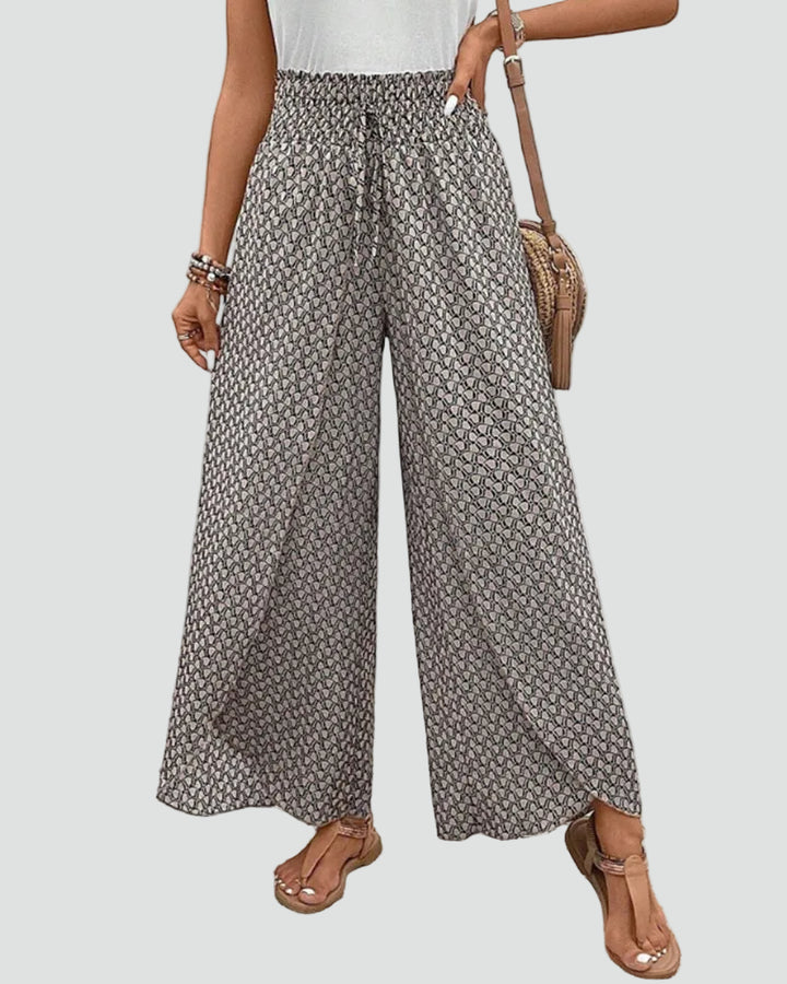 Patterned summer pants with wide legs