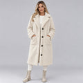 Women's long faux fur coat with buttons