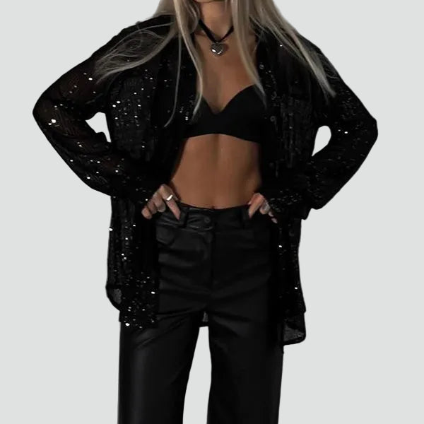 Sequin loose-fit party blouse for women