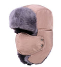 Warm women's winter ushanka hat with a detachable mask