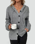Cardigan femme à capuche et à boutons