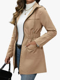 Women's parka with a hood and drawstring waist