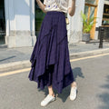 Women's asymmetrical plaid skirt with an elasticated waistband