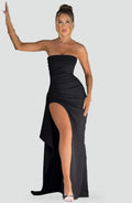Robe maxi femme avec ceinture et fente