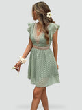 Women's Mini Dress with V-Neck and Ruffles