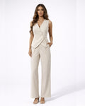 Costume pour femme avec gilet et pantalon large