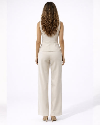 Ensemble Femme Gilet Tailleur Sans Manches Pantalon Large – vue 5