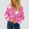 Cardigan femme à motif floral et manches larges