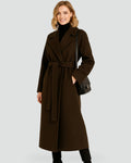Manteau en laine pour femme avec col classique et coupe longue