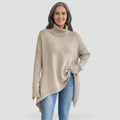 Women’s Sweater with an Asymmetrical Hem and Turtleneck
