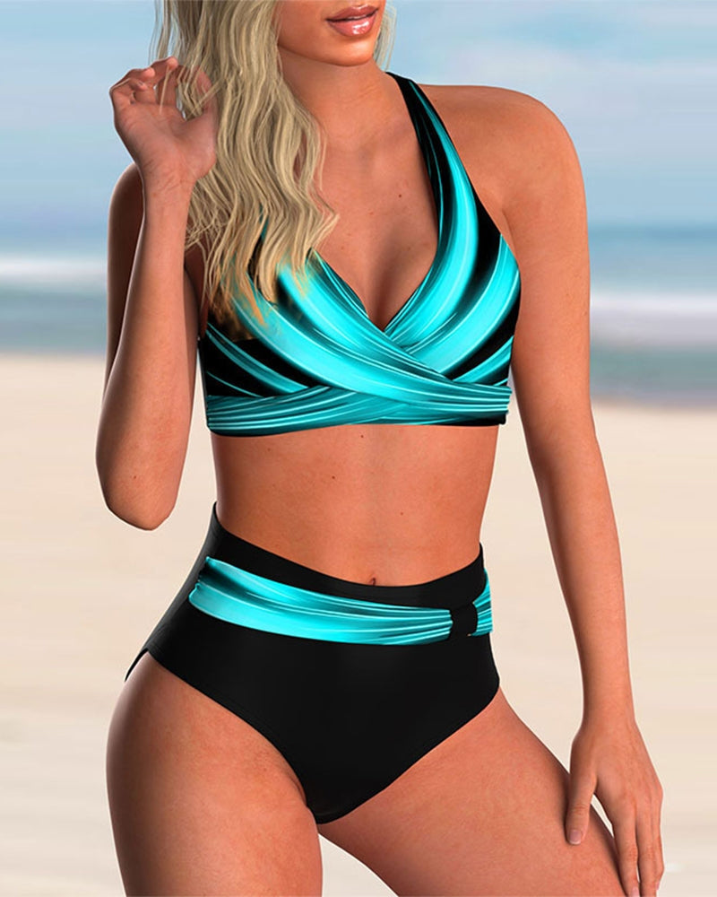 Carvelle | Women's Halter Bikini Set High Waist - Turquoise - Image 2