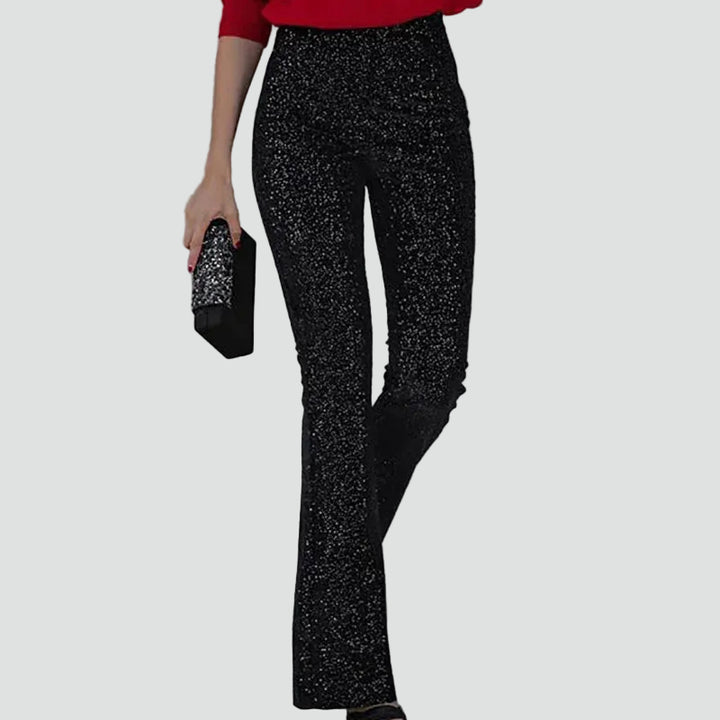 Spodnie dzwony damskie z cekinami eleganckie na imprezę