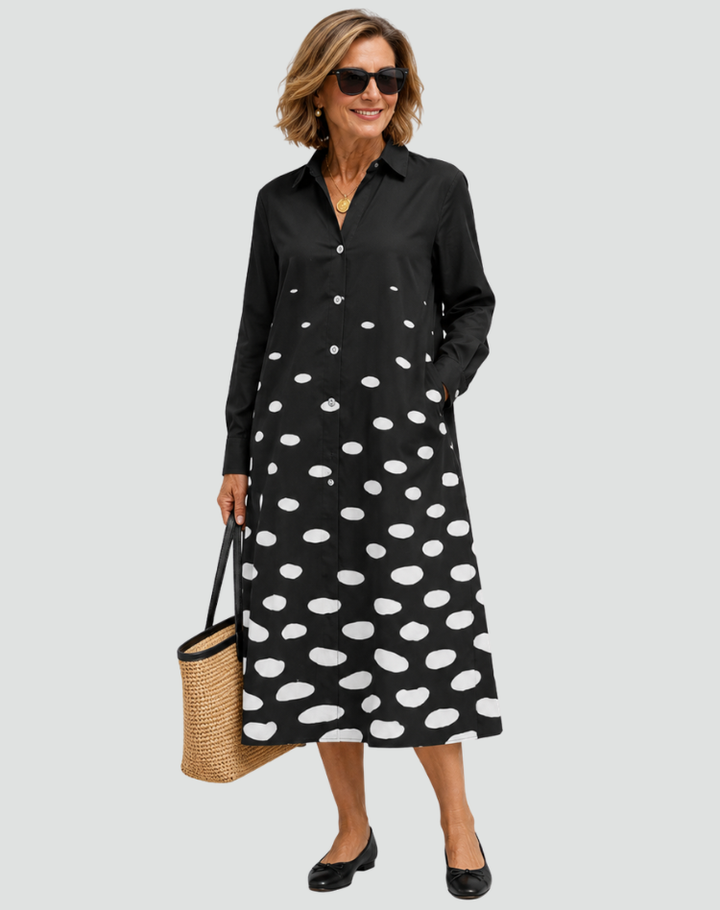 Elegant classic women's midi shirt dress