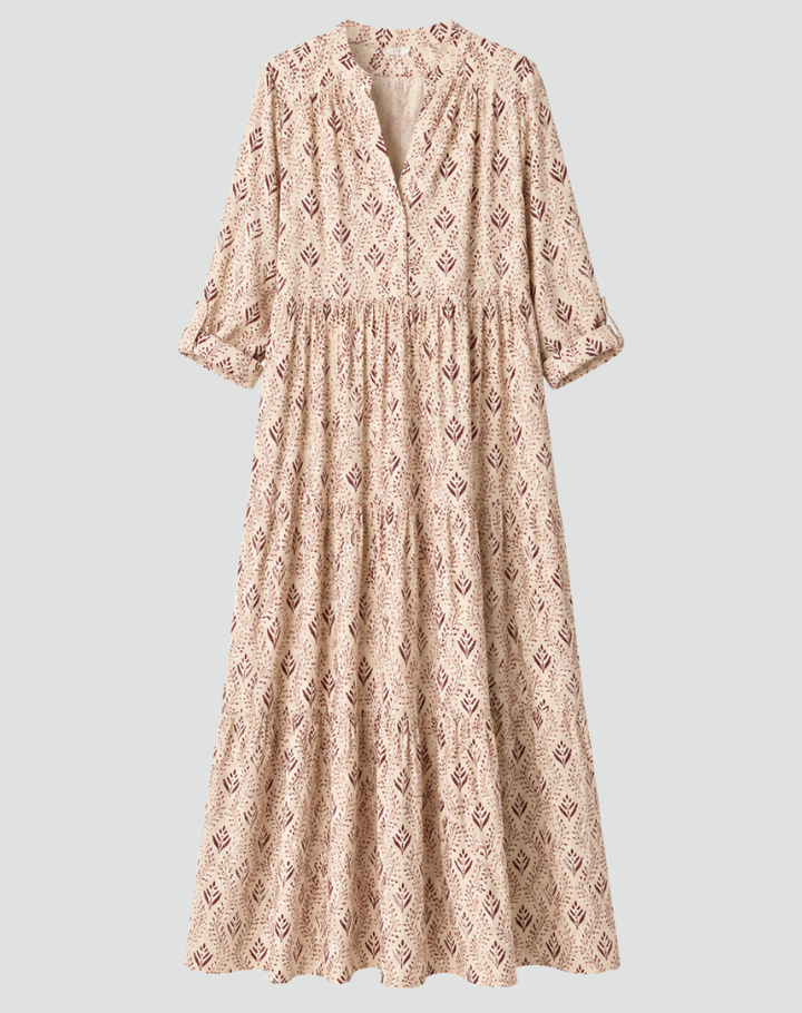 Vintage-style summer maxi dress with print for women