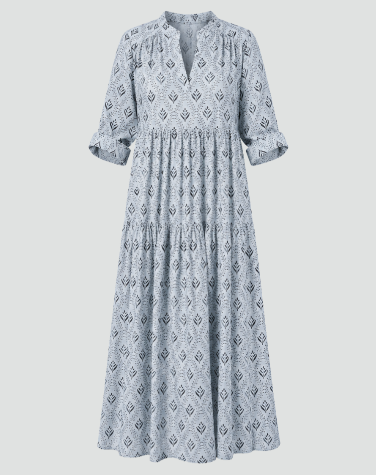 Vintage-style summer maxi dress with print for women
