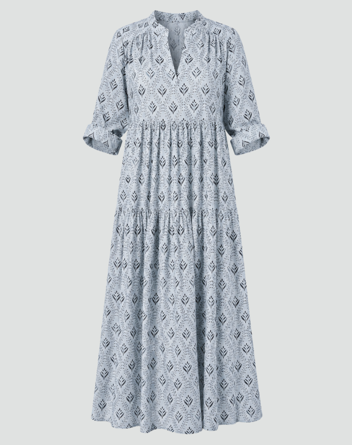 Vintage-style summer maxi dress with print for women