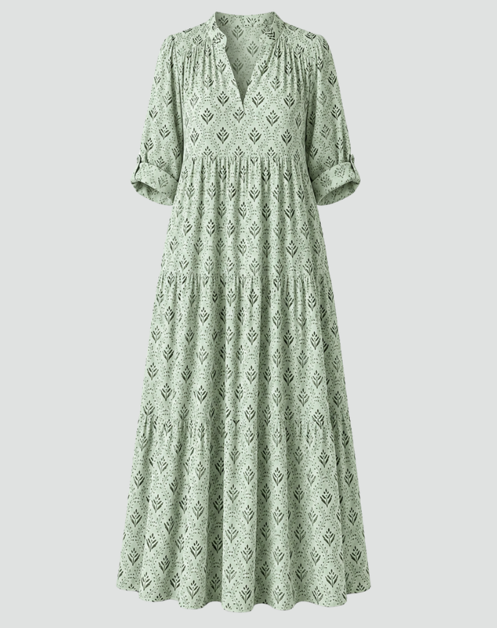 Vintage-style summer maxi dress with print for women
