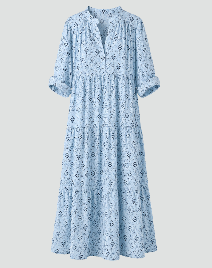 Vintage-style summer maxi dress with print for women