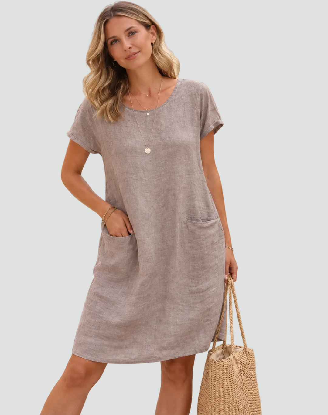Robe mini décontractée pour femme avec poches pour l&