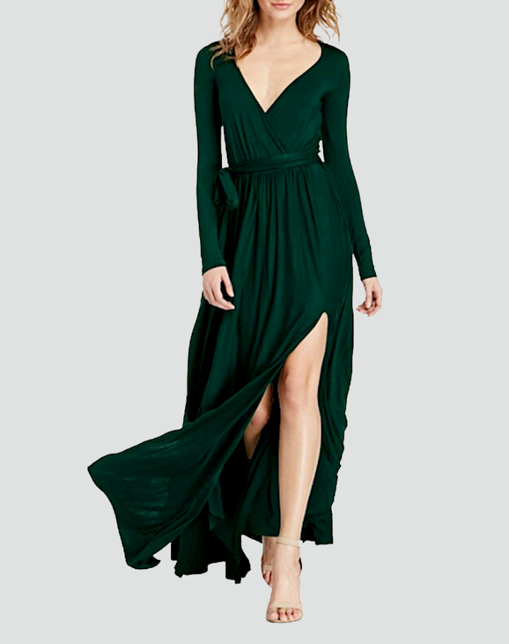 Robe longue de soirée élégante pour femme avec fente